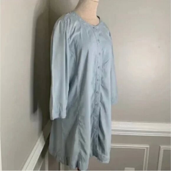 Eileen Fisher Linen Blend Long Sleeve Lagenlook Front Button Dress Size PM - Picture 5 of 10
